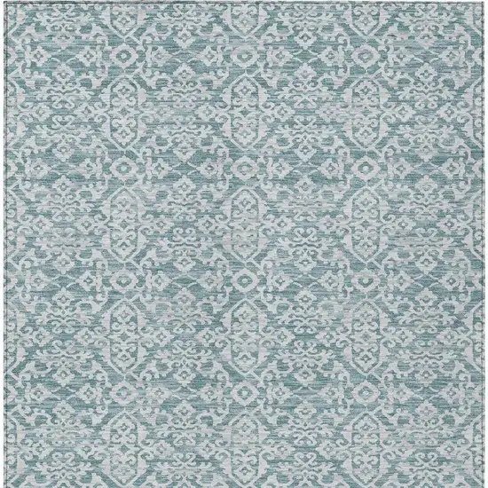 Teal Blue And Brown Oriental Washable Indoor Outdoor Area Rug Photo 4