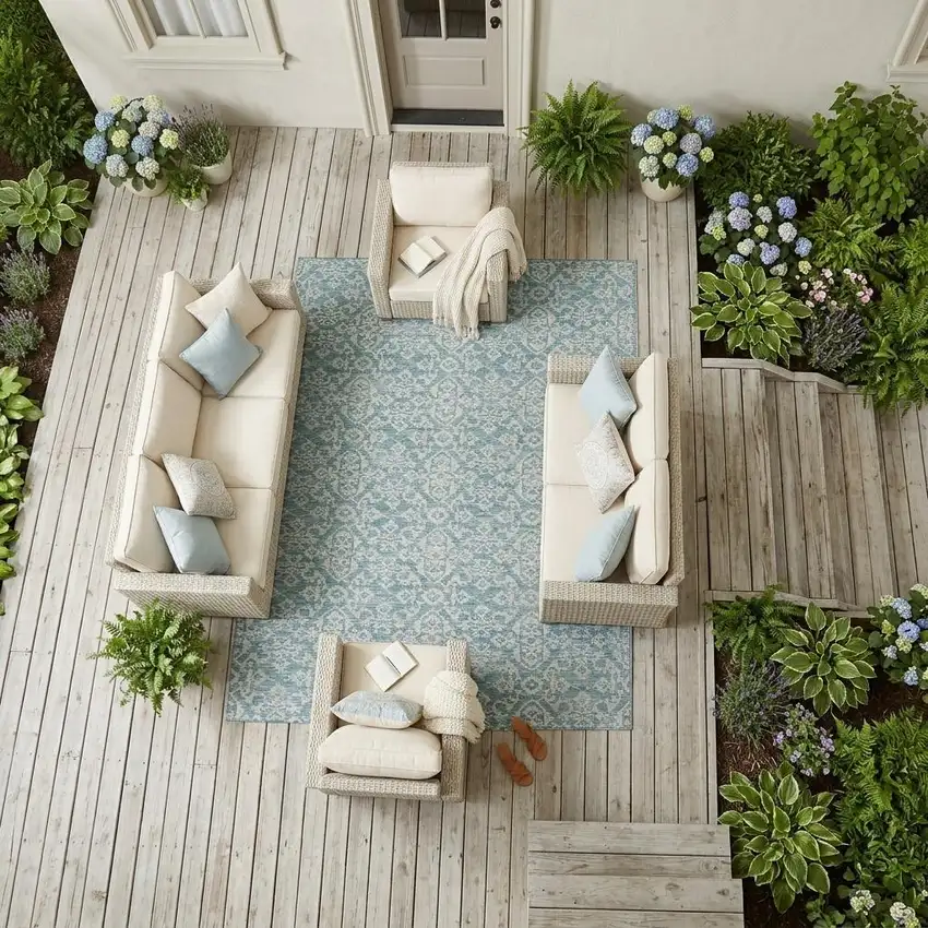 Teal Blue And Brown Oriental Washable Indoor Outdoor Area Rug Photo 1