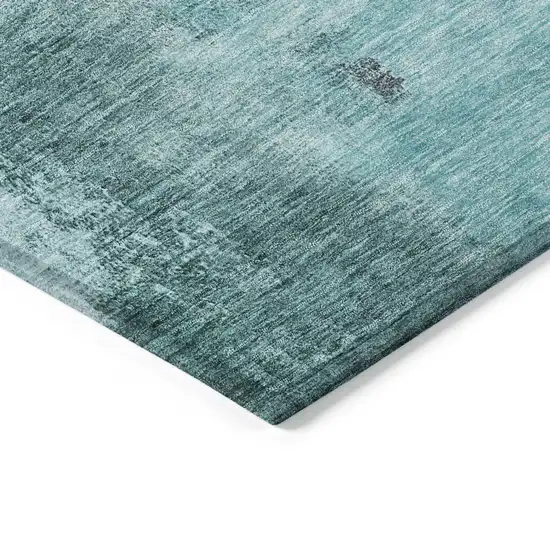 Teal Blue And Charcoal Abstract Washable Indoor Outdoor Area Rug Photo 4