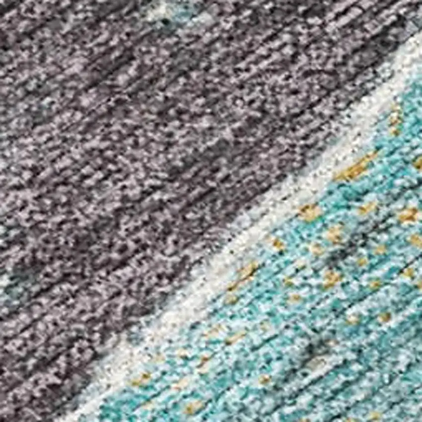 Teal Blue And Charcoal Abstract Washable Indoor Outdoor Area Rug Photo 3