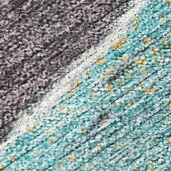 Teal Blue And Charcoal Abstract Washable Indoor Outdoor Area Rug Photo 3