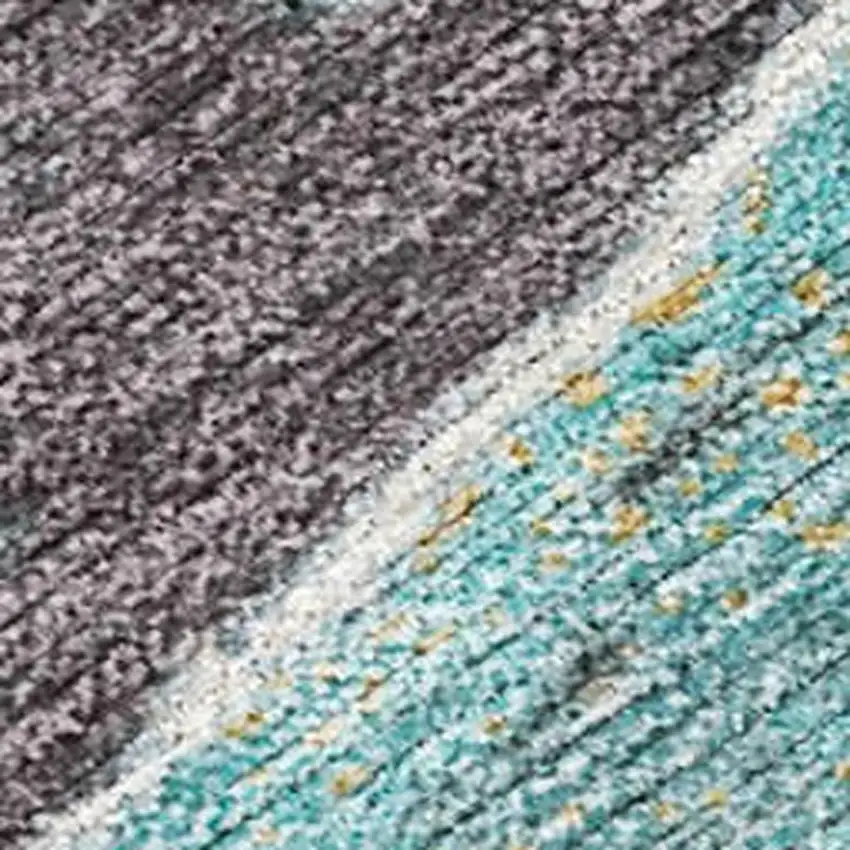 Teal Blue And Charcoal Abstract Washable Indoor Outdoor Area Rug Photo 3