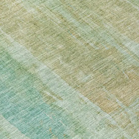 Teal Blue And Copper Abstract Washable Indoor Outdoor Area Rug Photo 7
