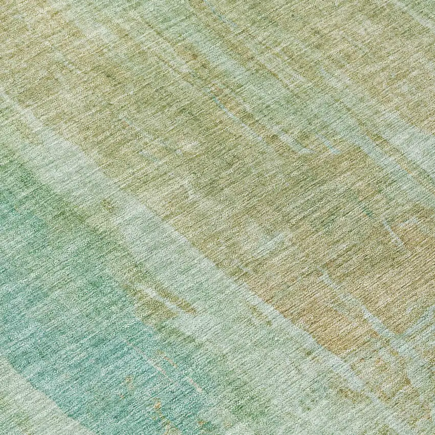 Teal Blue And Copper Abstract Washable Indoor Outdoor Area Rug Photo 7