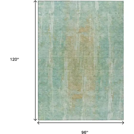 Teal Blue And Copper Abstract Washable Indoor Outdoor Area Rug Photo 3