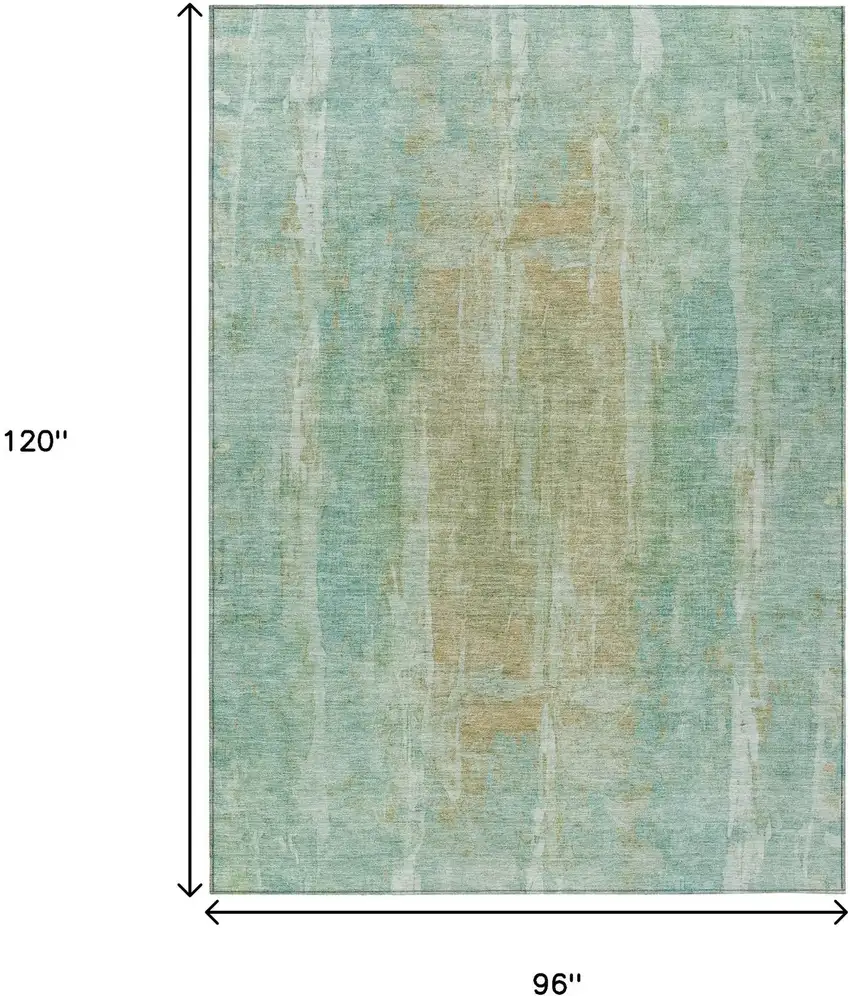 Teal Blue And Copper Abstract Washable Indoor Outdoor Area Rug Photo 3