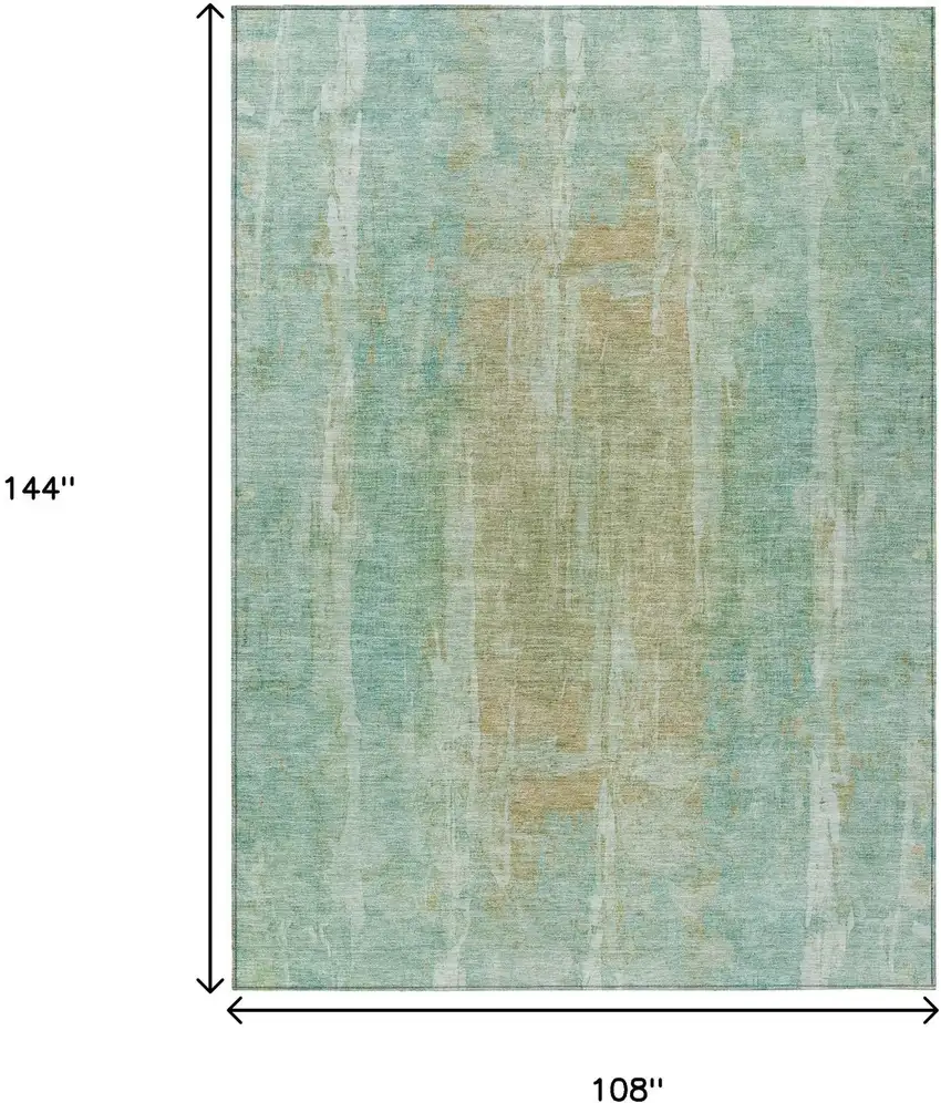 Teal Blue And Copper Abstract Washable Indoor Outdoor Area Rug Photo 3