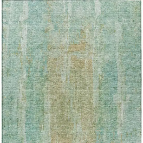Teal Blue And Copper Abstract Washable Indoor Outdoor Area Rug Photo 7