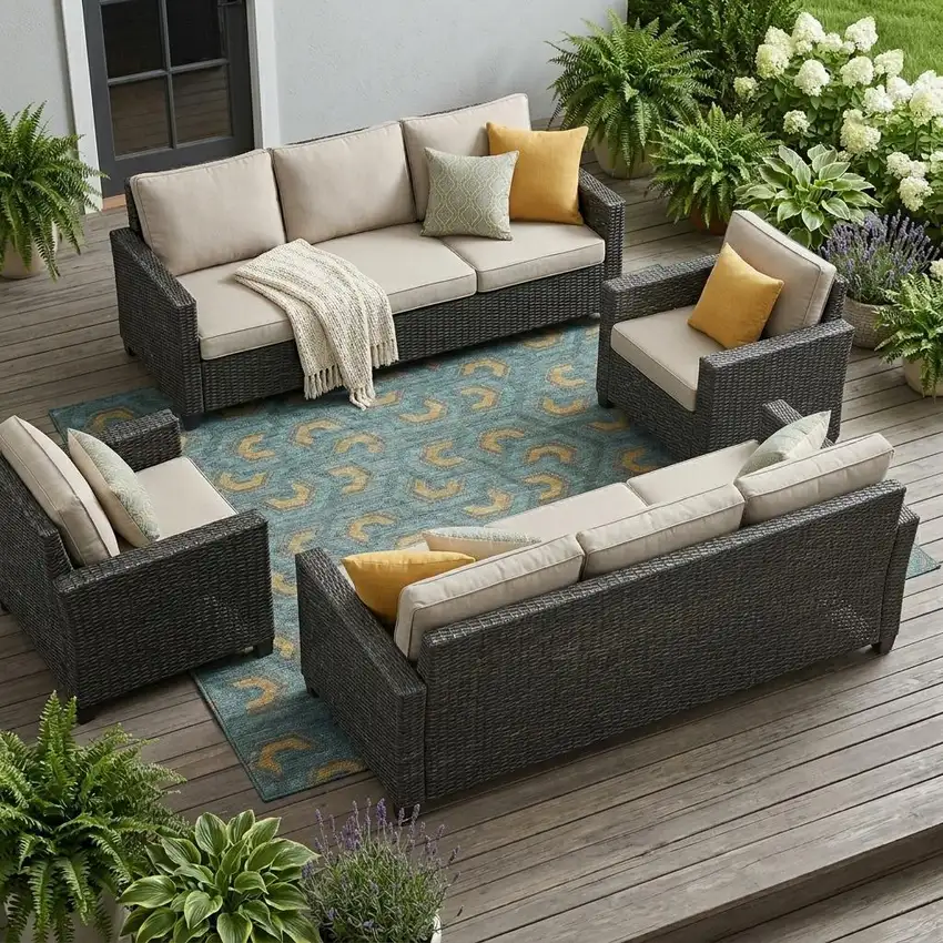 Teal Blue And Copper Geometric Washable Indoor Outdoor Area Rug Photo 1