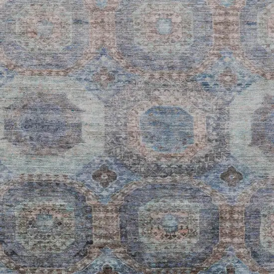 Teal Blue And Copper Medallion Washable Indoor Outdoor Area Rug Photo 4