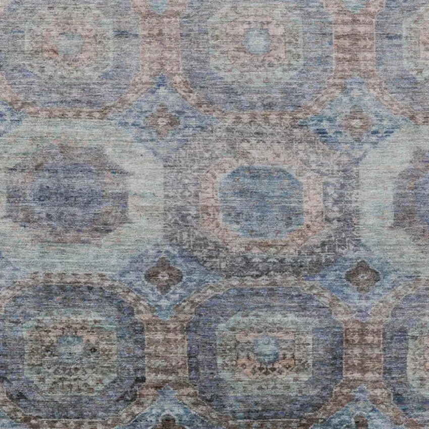 Teal Blue And Copper Medallion Washable Indoor Outdoor Area Rug Photo 4