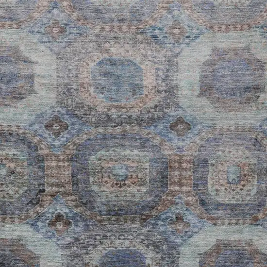 Teal Blue And Copper Medallion Washable Indoor Outdoor Area Rug Photo 3