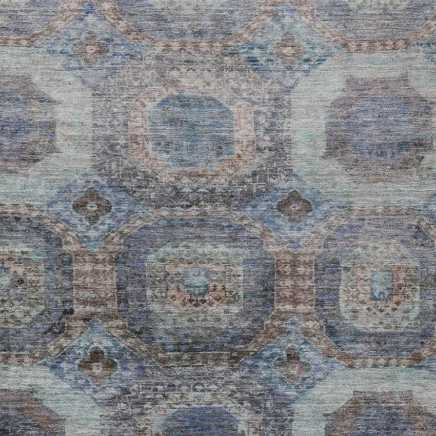 Teal Blue And Copper Medallion Washable Indoor Outdoor Area Rug Photo 3