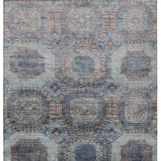 Teal Blue And Copper Medallion Washable Indoor Outdoor Area Rug Photo 4