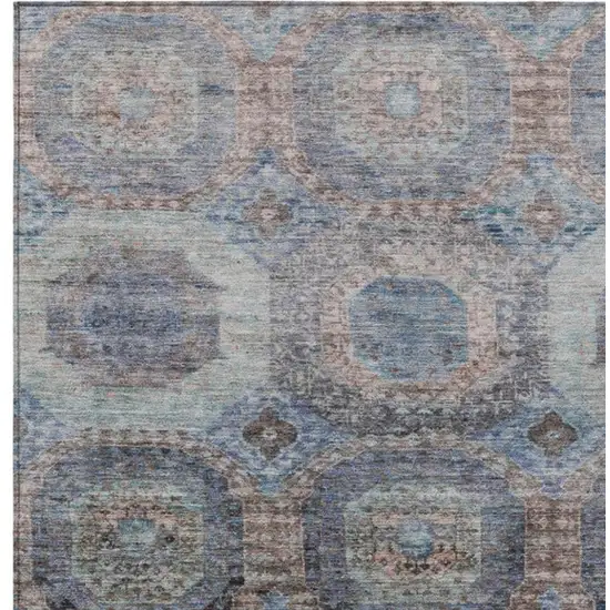 Teal Blue And Copper Medallion Washable Indoor Outdoor Area Rug Photo 4