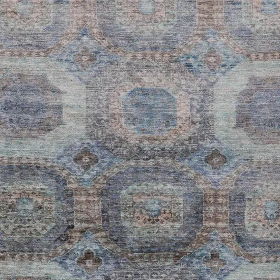 Teal Blue And Copper Medallion Washable Indoor Outdoor Area Rug Photo 3