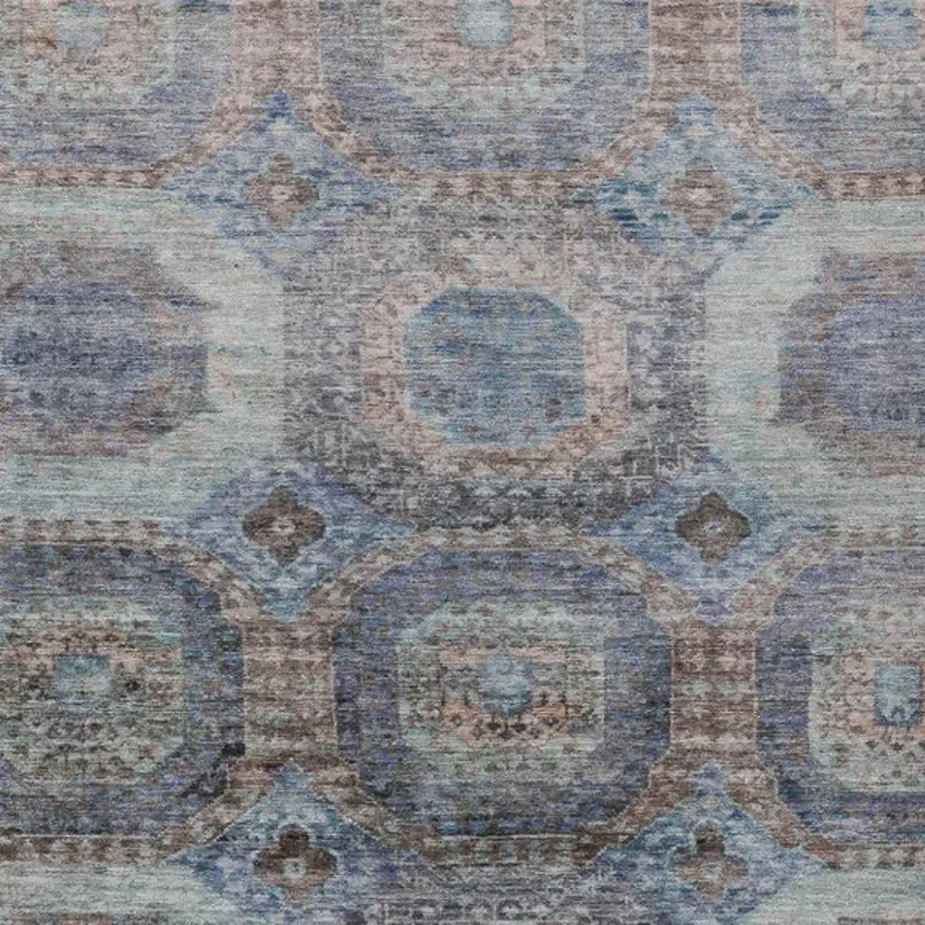 Teal Blue And Copper Medallion Washable Indoor Outdoor Area Rug Photo 3