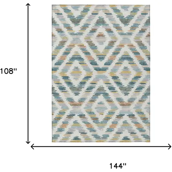 Teal Blue And Copper Tribal Washable Indoor Outdoor Area Rug Photo 8