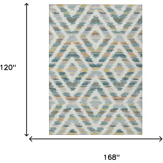 Teal Blue And Copper Tribal Washable Indoor Outdoor Area Rug Photo 8