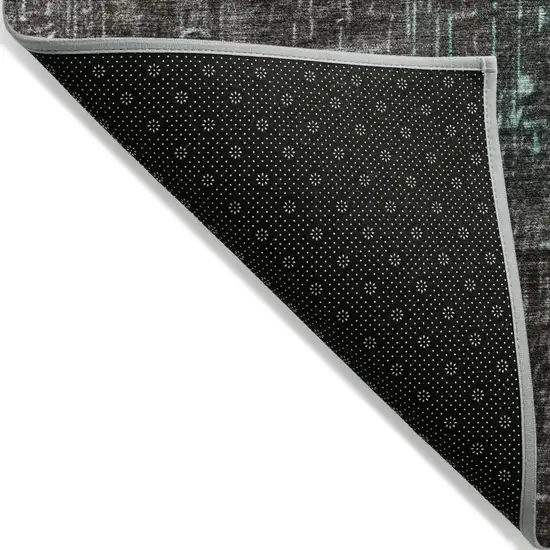 Teal Blue And Dark Gray Ombre Washable Indoor Outdoor Area Rug Photo 3