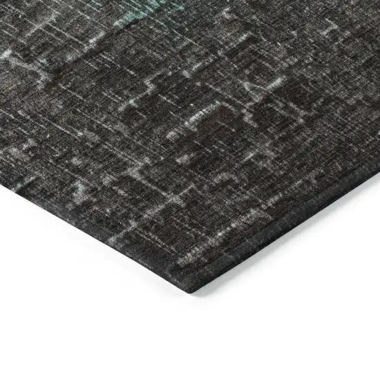 Teal Blue And Dark Gray Ombre Washable Indoor Outdoor Area Rug Photo 4