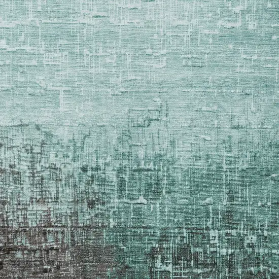 Teal Blue And Dark Gray Ombre Washable Indoor Outdoor Area Rug Photo 5