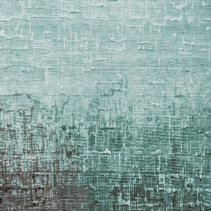 Teal Blue And Dark Gray Ombre Washable Indoor Outdoor Area Rug Photo 5