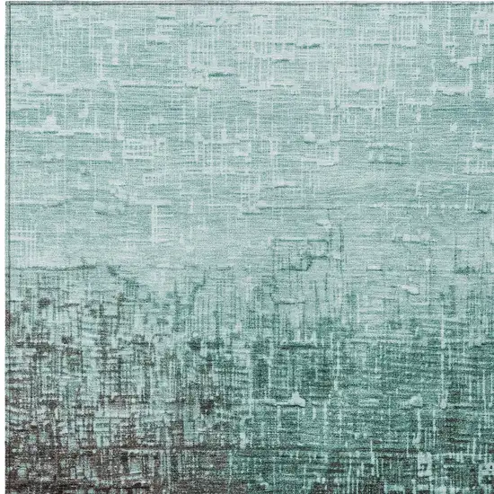 Teal Blue And Dark Gray Ombre Washable Indoor Outdoor Area Rug Photo 5