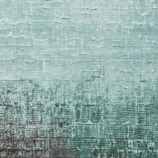Teal Blue And Dark Gray Ombre Washable Indoor Outdoor Area Rug Photo 5