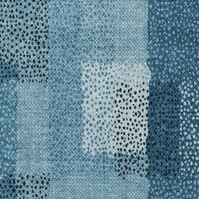 Teal Blue And Denim Blue Abstract Washable Indoor Outdoor Area Rug Photo 5