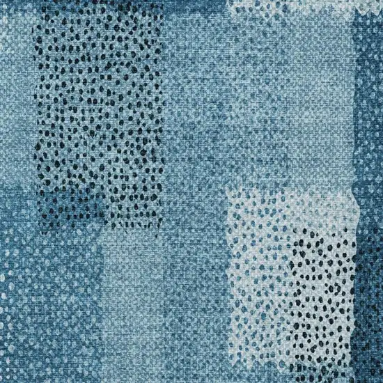 Teal Blue And Denim Blue Abstract Washable Indoor Outdoor Area Rug Photo 9