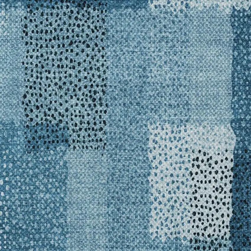 Teal Blue And Denim Blue Abstract Washable Indoor Outdoor Area Rug Photo 9