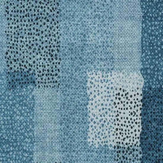 Teal Blue And Denim Blue Abstract Washable Indoor Outdoor Area Rug Photo 4