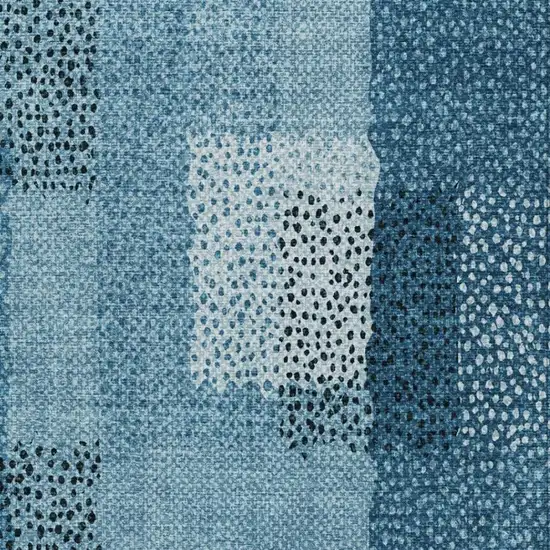 Teal Blue And Denim Blue Abstract Washable Indoor Outdoor Area Rug Photo 1