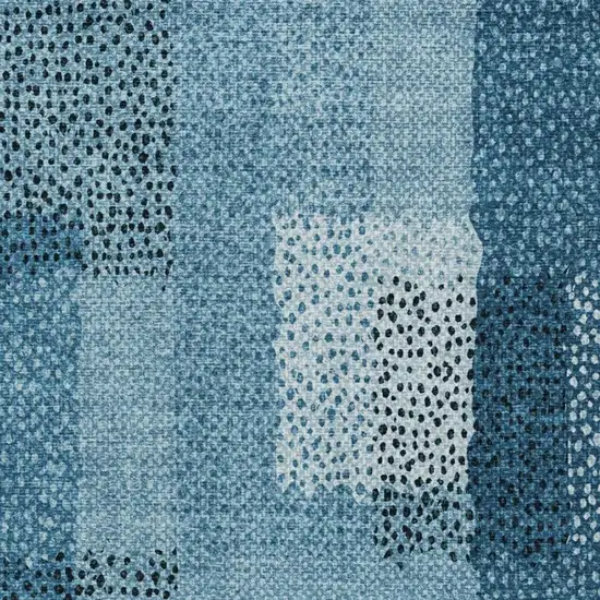 Teal Blue And Denim Blue Abstract Washable Indoor Outdoor Area Rug Photo 4