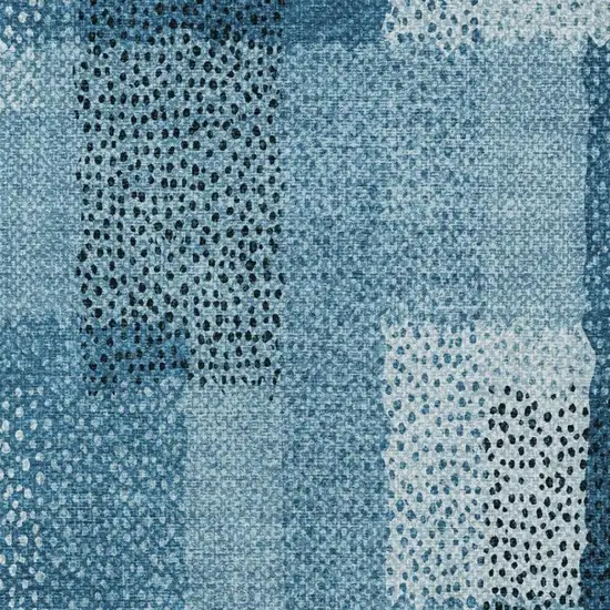Teal Blue And Denim Blue Abstract Washable Indoor Outdoor Area Rug Photo 3