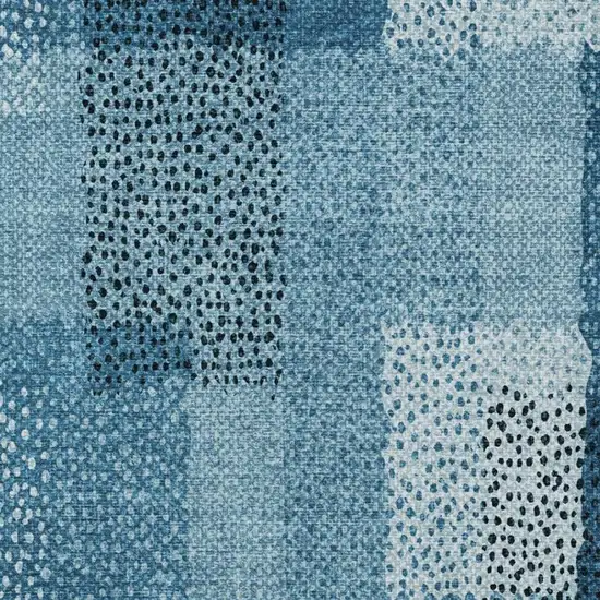 Teal Blue And Denim Blue Abstract Washable Indoor Outdoor Area Rug Photo 7
