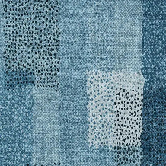 Teal Blue And Denim Blue Abstract Washable Indoor Outdoor Area Rug Photo 3
