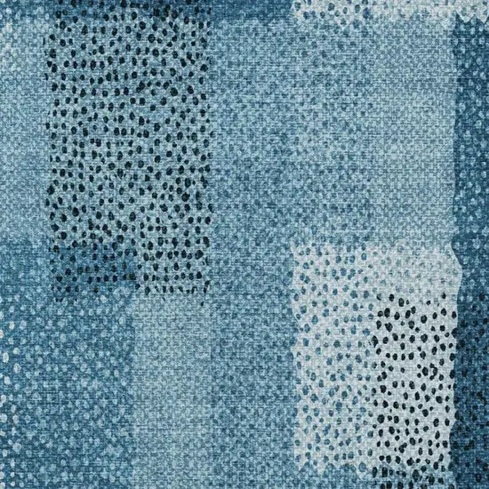 Teal Blue And Denim Blue Abstract Washable Indoor Outdoor Area Rug Photo 4