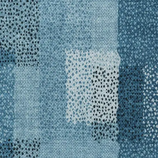 Teal Blue And Denim Blue Abstract Washable Indoor Outdoor Area Rug Photo 6