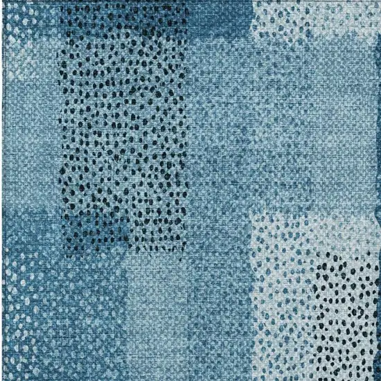 Teal Blue And Denim Blue Abstract Washable Indoor Outdoor Area Rug Photo 6