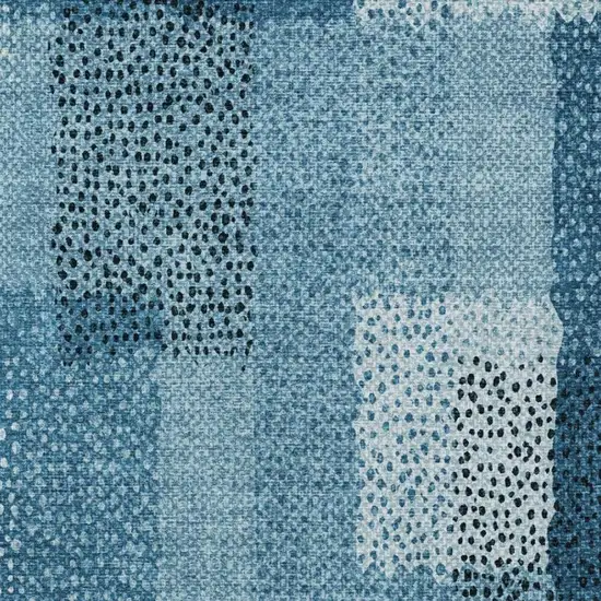 Teal Blue And Denim Blue Abstract Washable Indoor Outdoor Area Rug Photo 2