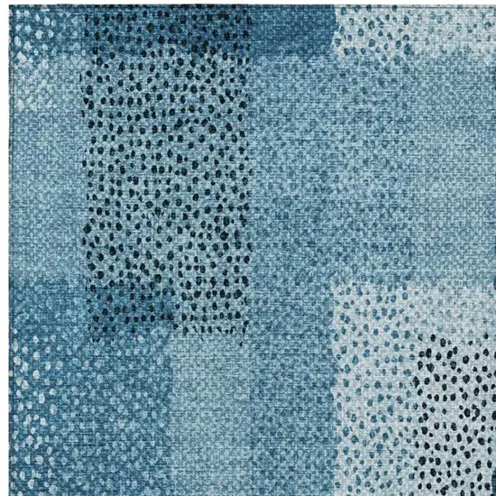 Teal Blue And Denim Blue Abstract Washable Indoor Outdoor Area Rug Photo 8
