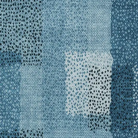 Teal Blue And Denim Blue Abstract Washable Indoor Outdoor Area Rug Photo 7
