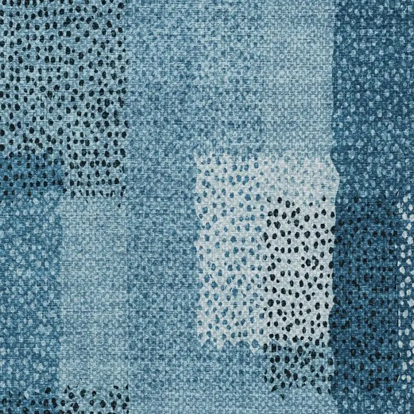 Teal Blue And Denim Blue Abstract Washable Indoor Outdoor Area Rug Photo 7