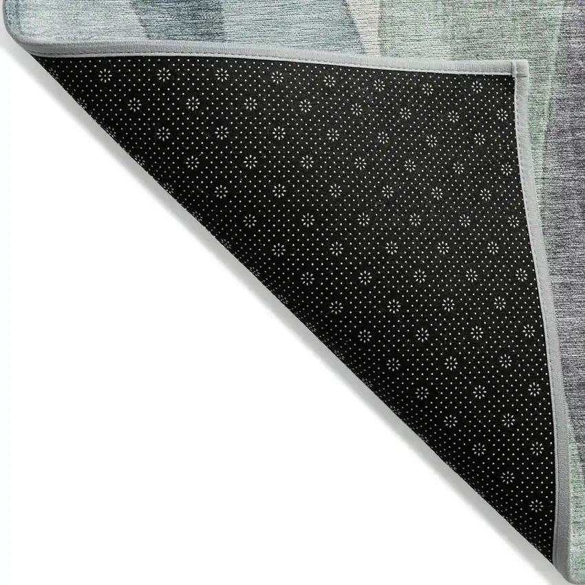 Teal Blue And Fern Green Abstract Washable Indoor Outdoor Area Rug Photo 7