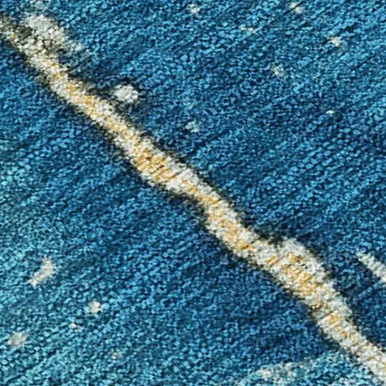 Teal Blue And Gold Abstract Washable Indoor Outdoor Area Rug Photo 3