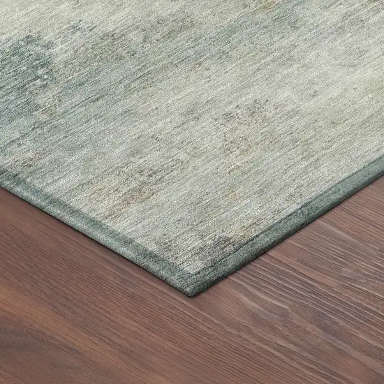 Teal Blue And Gold Abstract Washable Indoor Outdoor Area Rug Photo 9