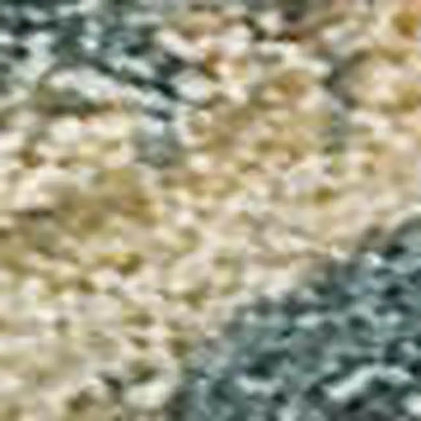 Teal Blue And Gold Abstract Washable Indoor Outdoor Area Rug Photo 2