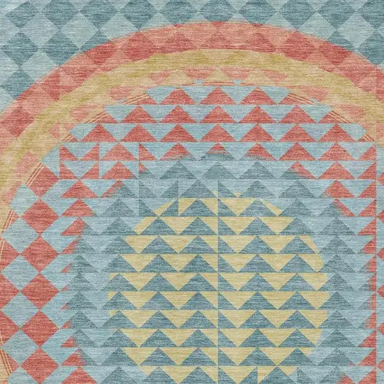 Teal Blue And Granite Gray Geometric Washable Indoor Outdoor Area Rug Photo 5